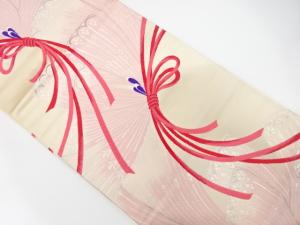 組紐に花模様織り出し　袋帯